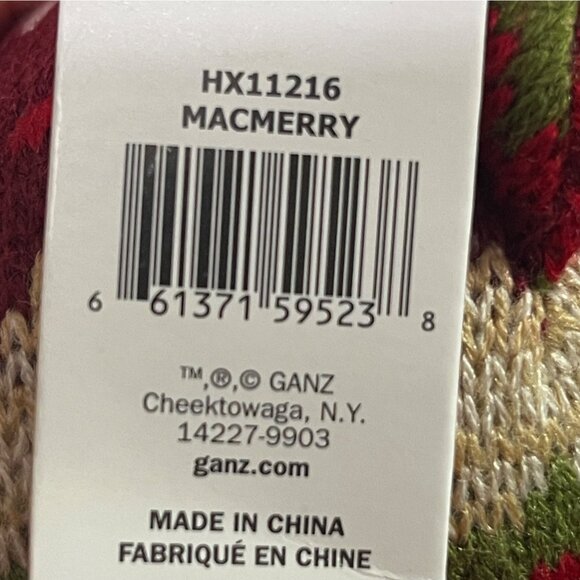 GANZ Vintage Holiday Knit MacMerry Christmas Zigzag Sweater Bear Plush 8.25" - Picture 11 of 11